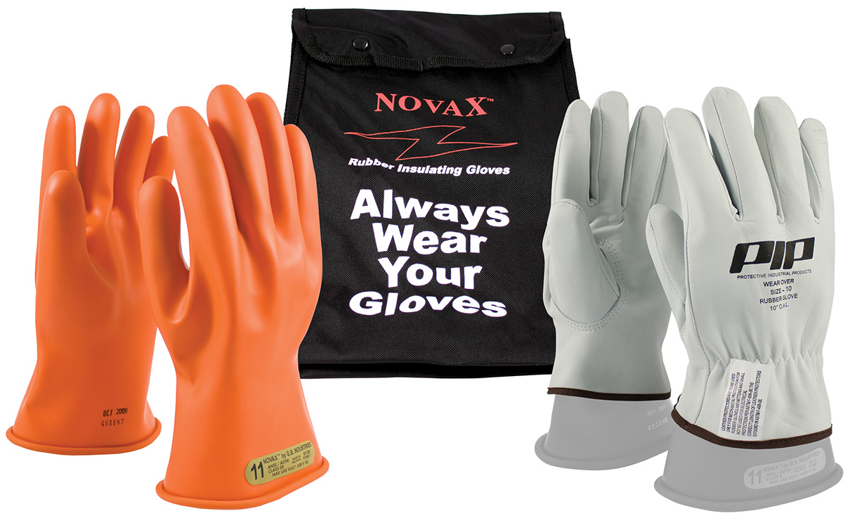 PIP 147-00-11/9 Novax Rubber Electrical Insulating Gloves, Class 00, 11, Orange - Size 9