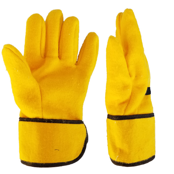 Yellow String Knit Work Gloves with PVC Criss-Cross Grip, L