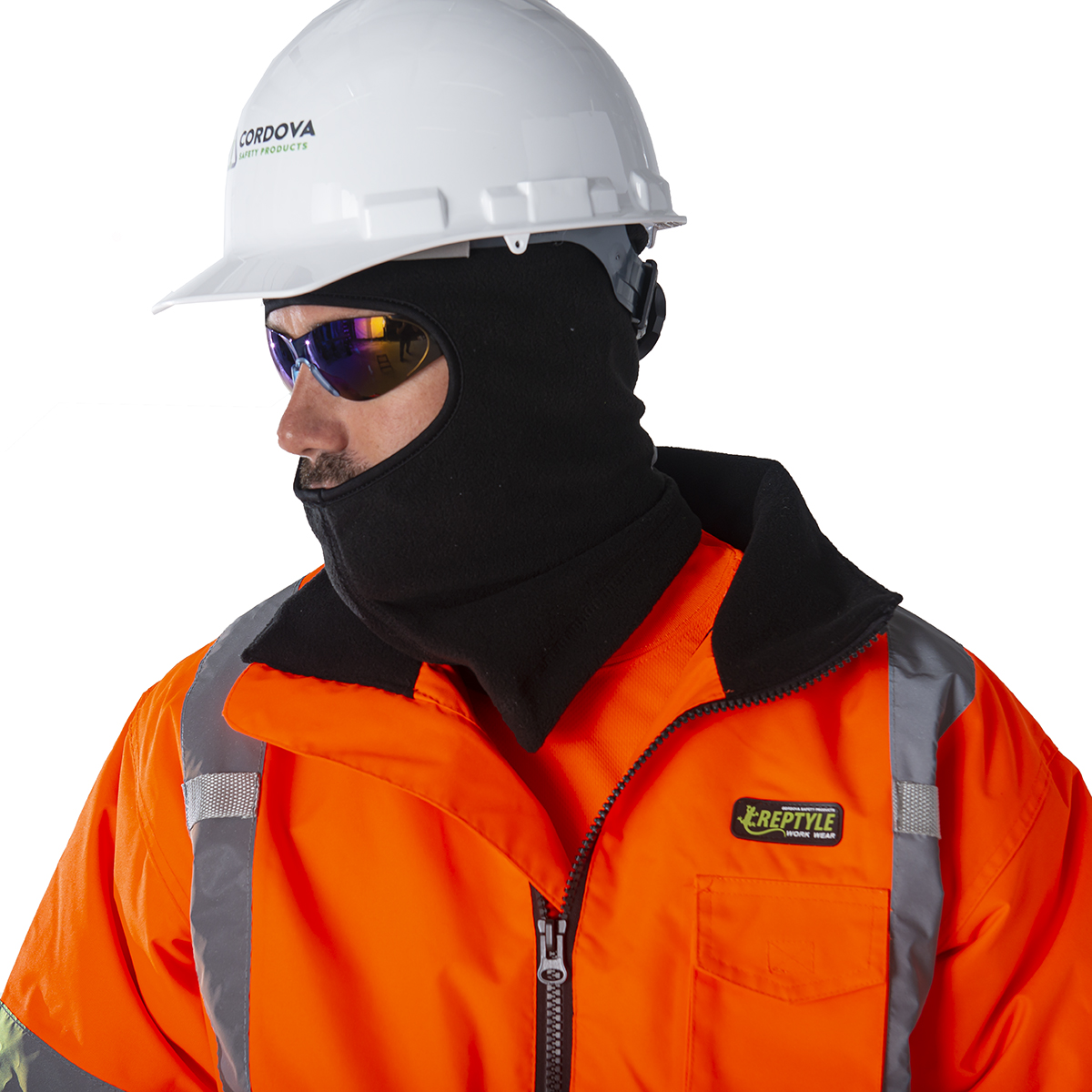 Cordova Safety Products Cordova HL100 Black Pull-On Balaclava/Hard Hat Liner with Reflective Strip on Back