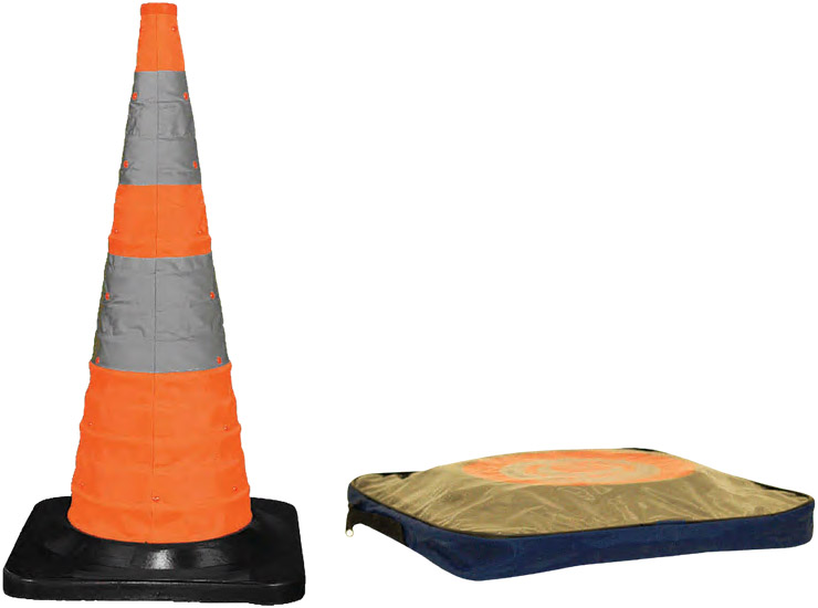 28" tall Cortina Collapsible Traffic Cone with LED Top Light 03-500-80 