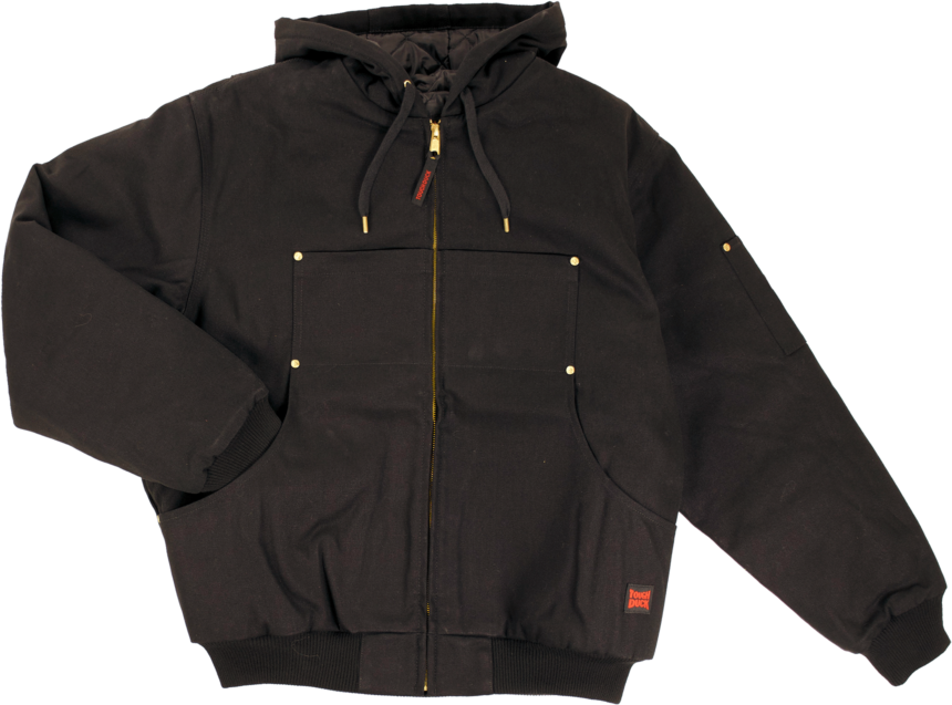 Tough Duck® Workwear WJ30 Black Hooded Duck Bomber Jacket, Water and Wind  Resistant - 4X-Large Tall.
