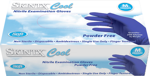 TG Medical SKINTX Disposable Cool Blue Nitrile Exam Gloves, Powder-Free, 2000/Case - Large