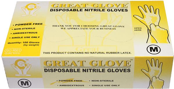 TG Medical Great Glove Disposable Nitrile Gloves, Powder-Free, Blue, 1000/Case - Large